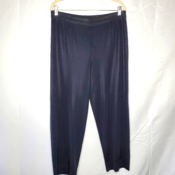 Exclusively Misook Knit Ankle Pant Size L Hi-Rise Black Stretch Casual Pull-on - Picture 12 of 16